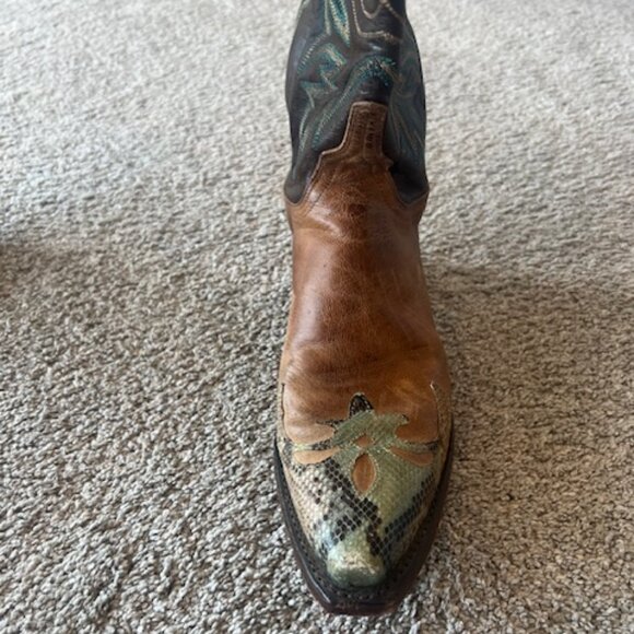 Lucchese 1883 Boots in Tan/Light Green/Brown/Teal, Size 7.5 B - Picture 4 of 12